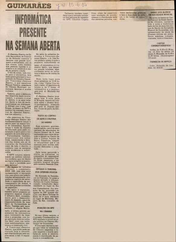 Jornal de Notícias -15/06/1984