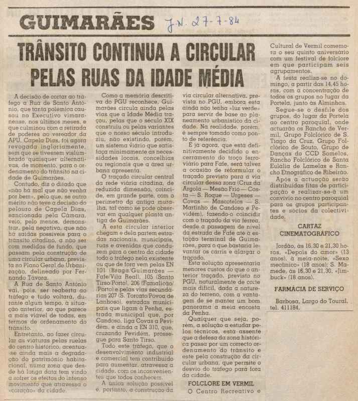 Jornal de Notícias -27/07/1984