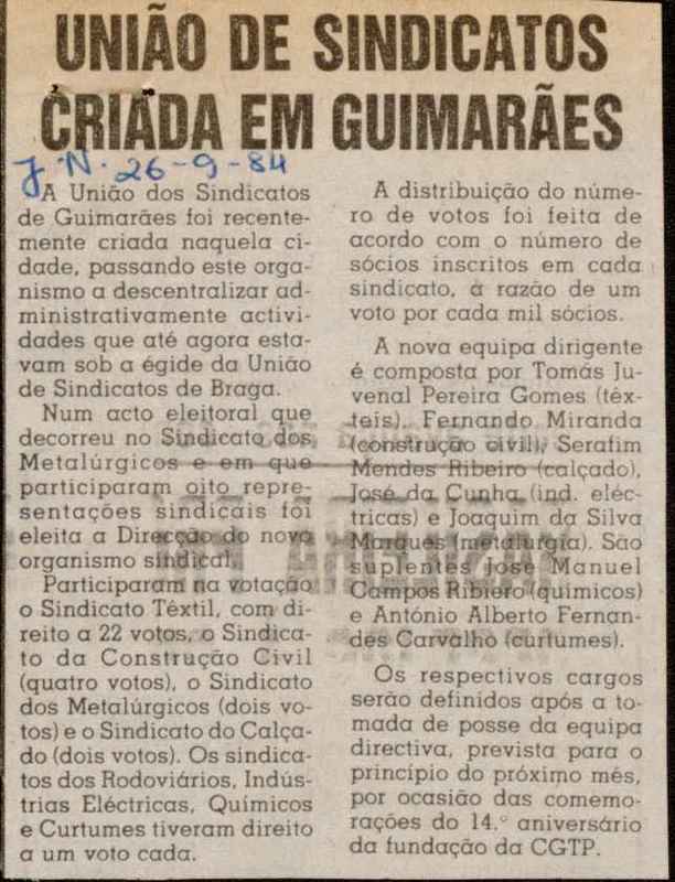 Jornal de Notícias -26/09/1984