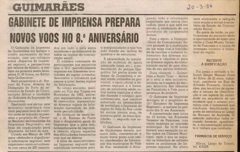 Jornal de Notícias -20/03/1984