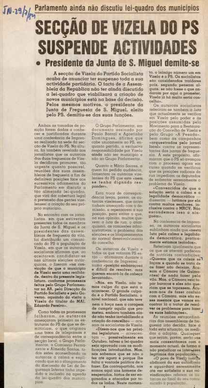 Jornal de Notícias -29/07/1984