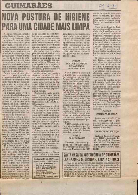 Jornal de Notícias -25/01/1984