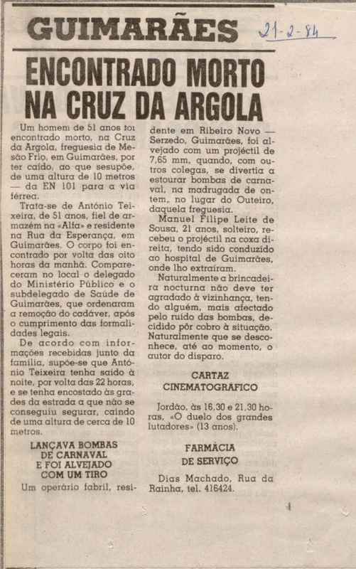 Jornal de Notícias -21/02/1984