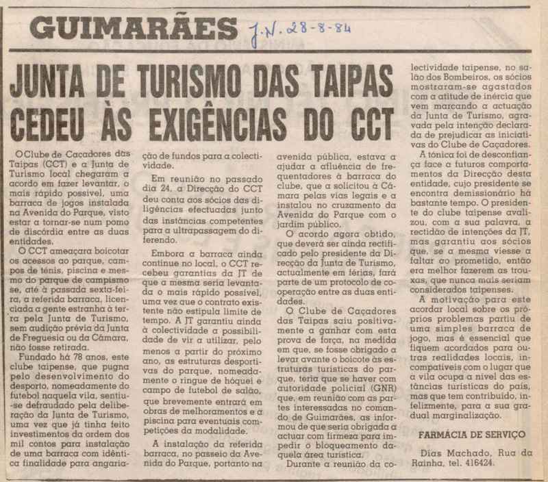 Jornal de Notícias -28/08/1984