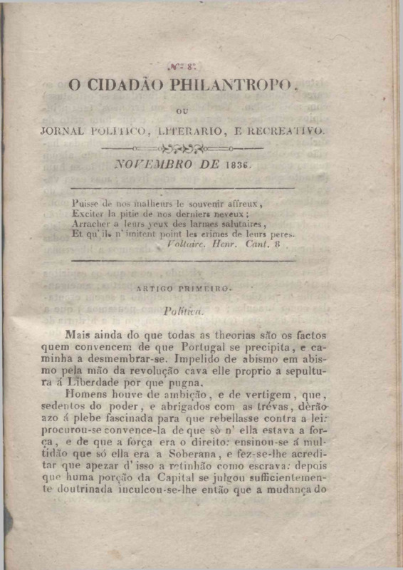 Cidadão Philantropo, ou Jornal Político, Literário e Recreativo  (O)