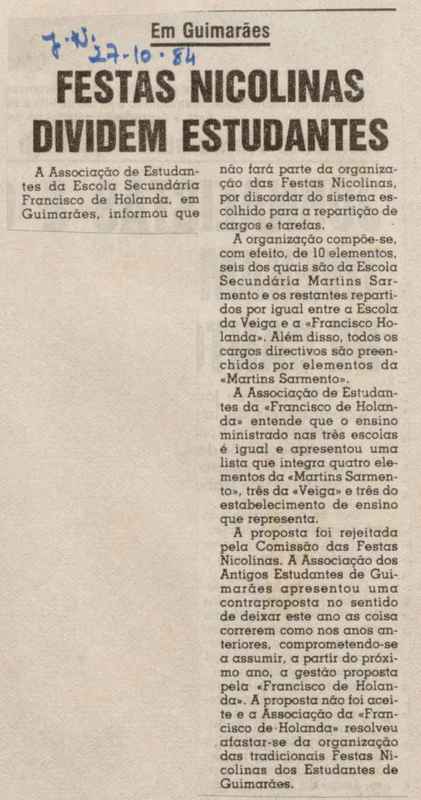 Jornal de Notícias -27/10/1984