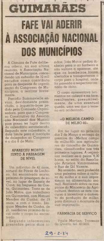 Jornal de Notícias -29/02/1984