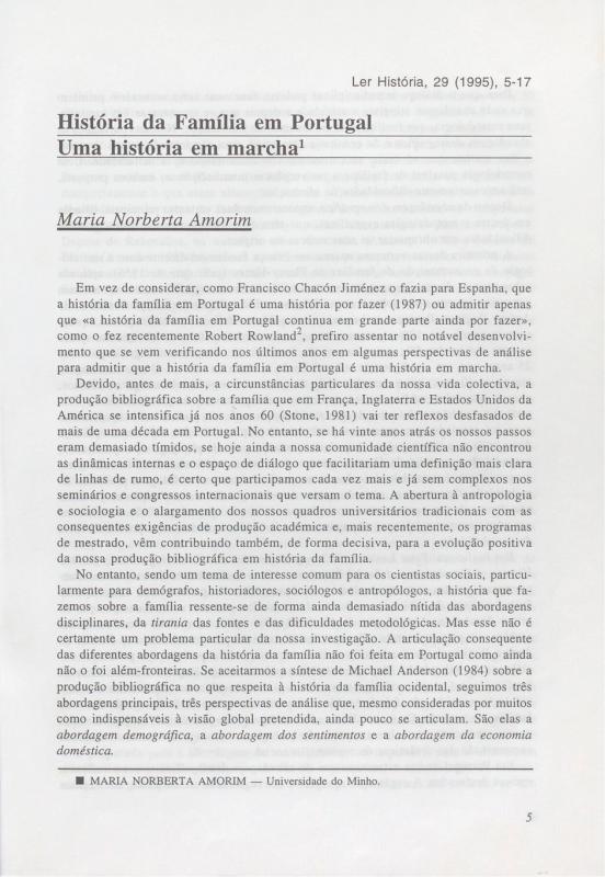 História da Família em Portugal: uma história em marcha