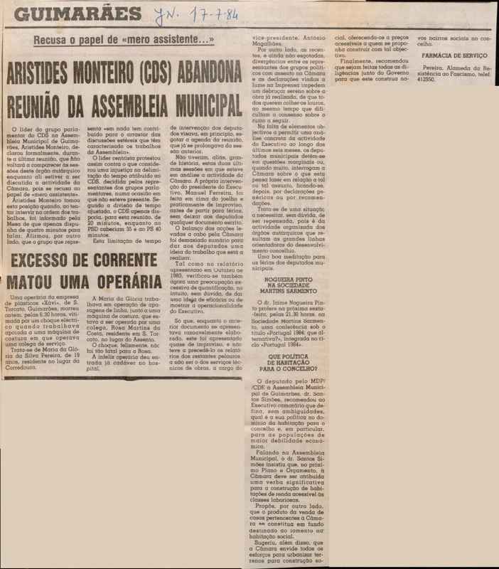Jornal de Notícias -17/07/1984