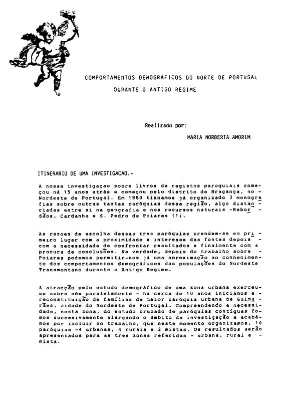 Comportamentos demográficos do Norte de Portugal durante o Antigo Regime