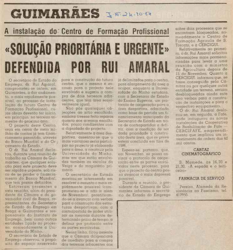 Jornal de Notícias -24/10/1984