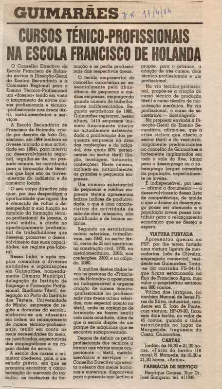Jornal de Notícias -17/04/1984
