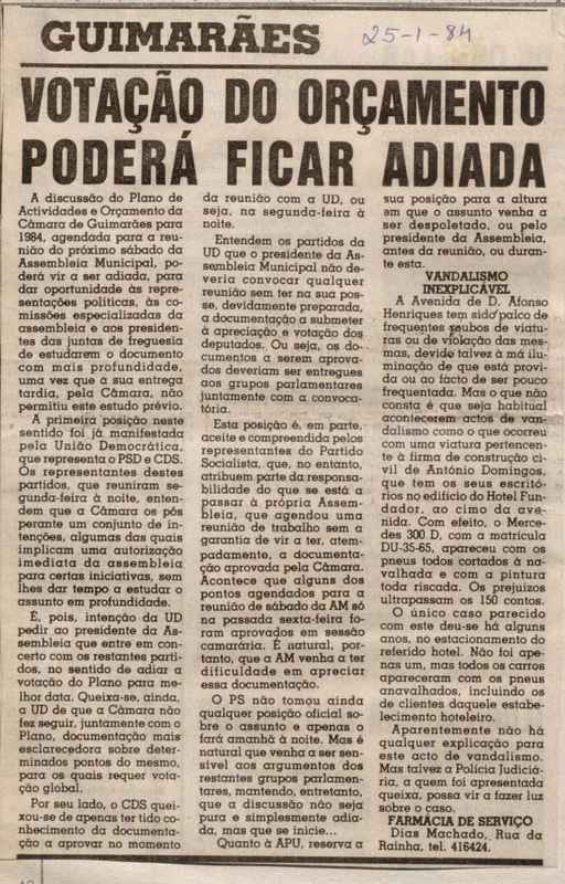 Jornal de Notícias -25/01/1984