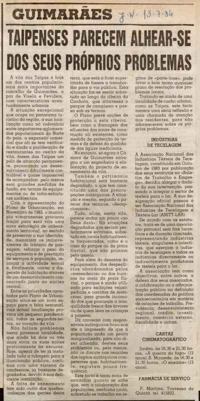 Jornal de Notícias -13/07/1984