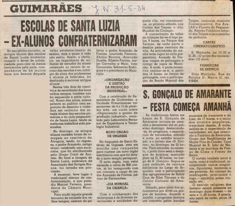 Jornal de Notícias -31/05/1984