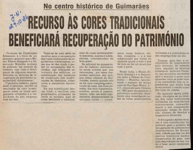 Jornal de Notícias -29/10/1984
