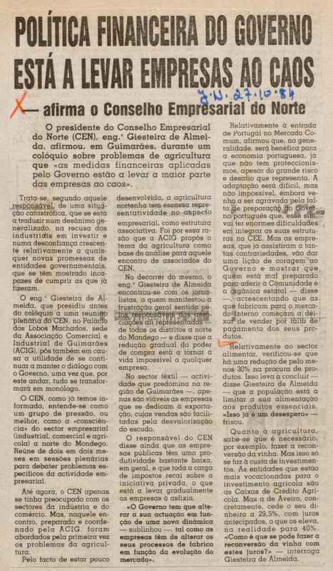Jornal de Notícias -27/10/1984
