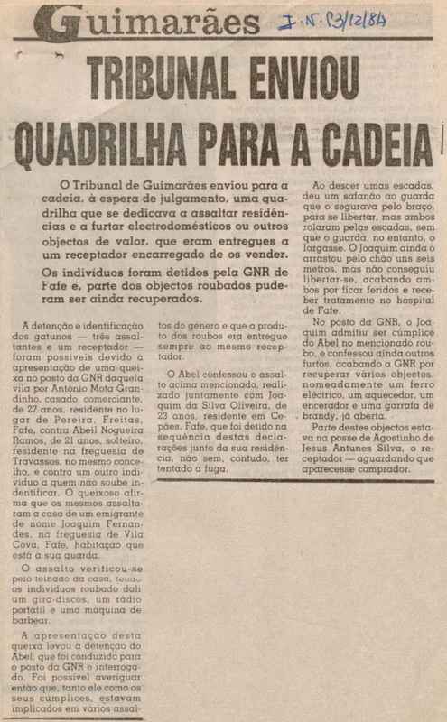 Jornal de Notícias -13/12/1984