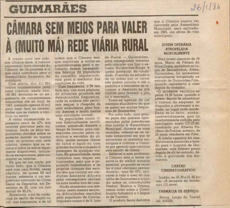 Jornal de Notícias -26/01/1984