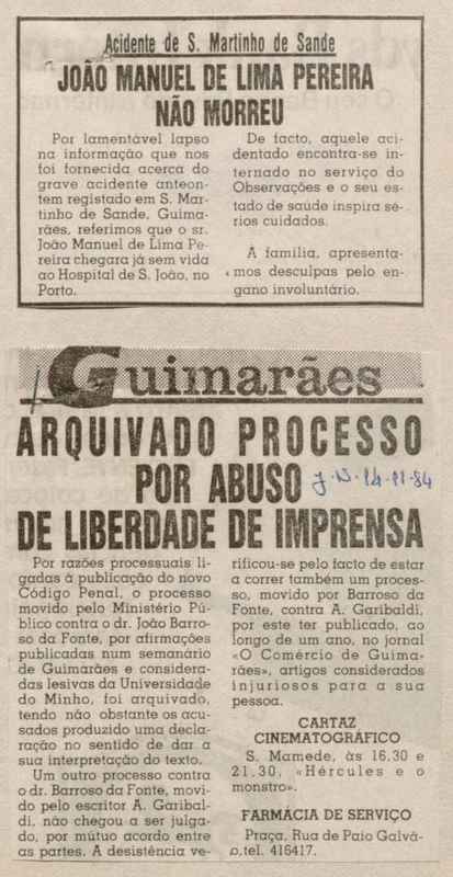 Jornal de Notícias -14/11/1984
