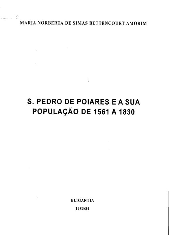 S. Pedro de Poiares e a sua População de 1561 a 1830