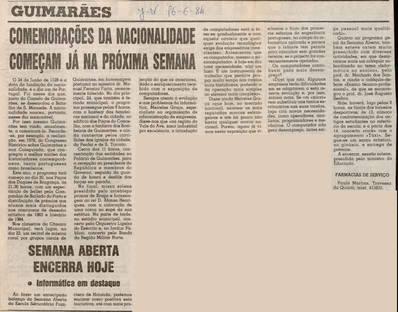 Jornal de Notícias -16/06/1984