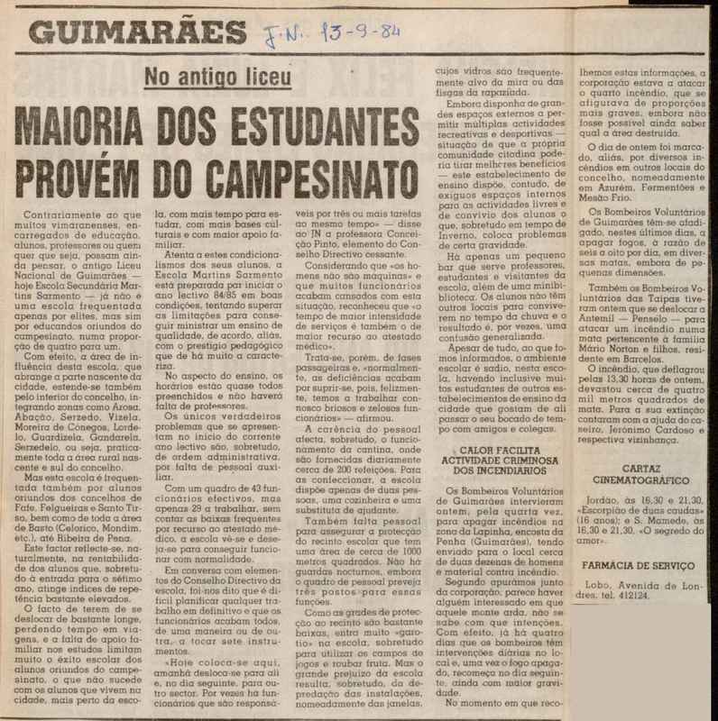 Jornal de Notícias -13/09/1984