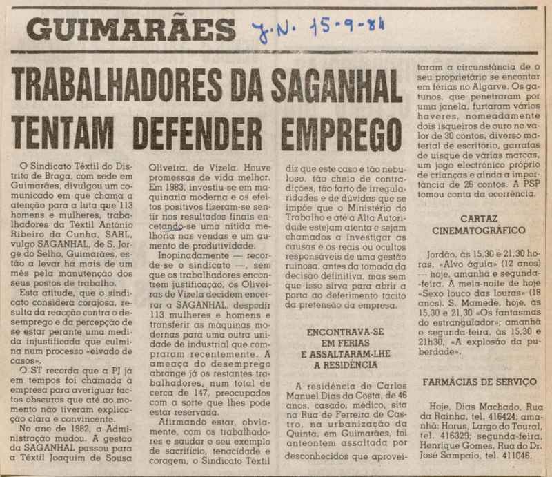 Jornal de Notícias -15/09/1984