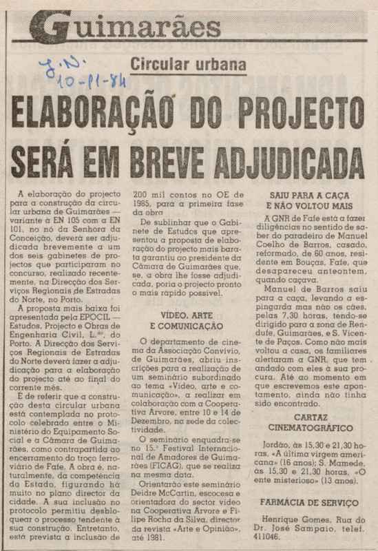 Jornal de Notícias -10/11/1984