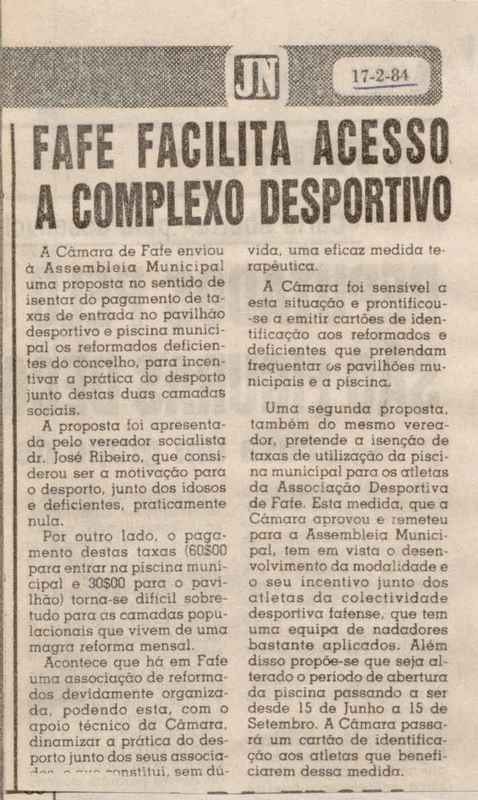 Jornal de Notícias -17/02/1984