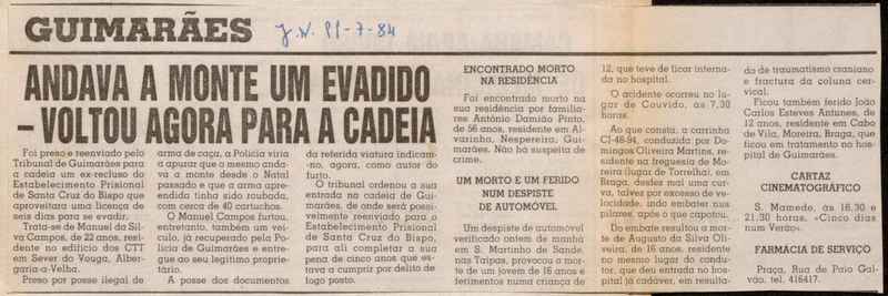 Jornal de Notícias -11/07/1984