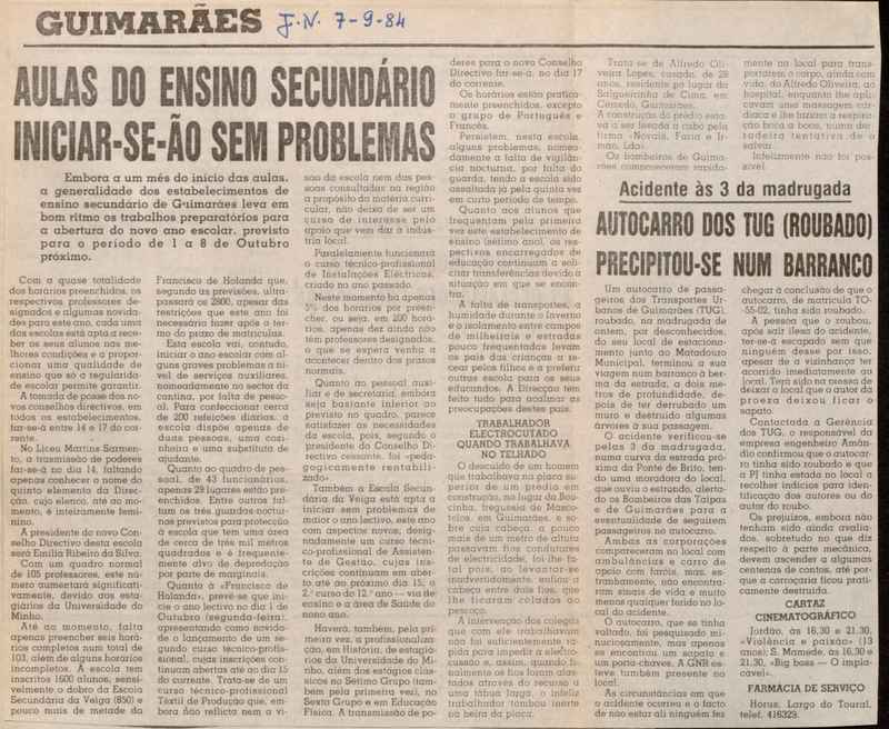 Jornal de Notícias -07/09/1984