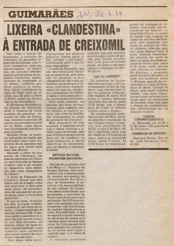 Jornal de Notícias -26/04/1984