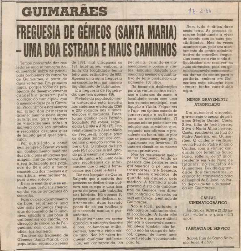 Jornal de Notícias -17/02/1984