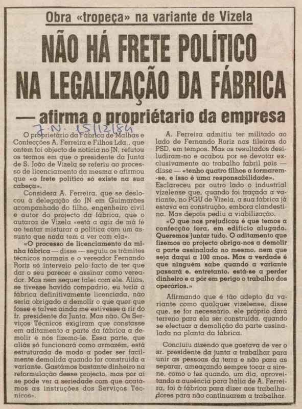Jornal de Notícias -15/12/1984
