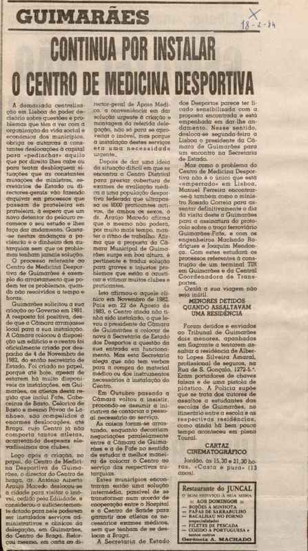 Jornal de Notícias -18/02/1984