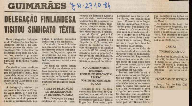 Jornal de Notícias -27/10/1984