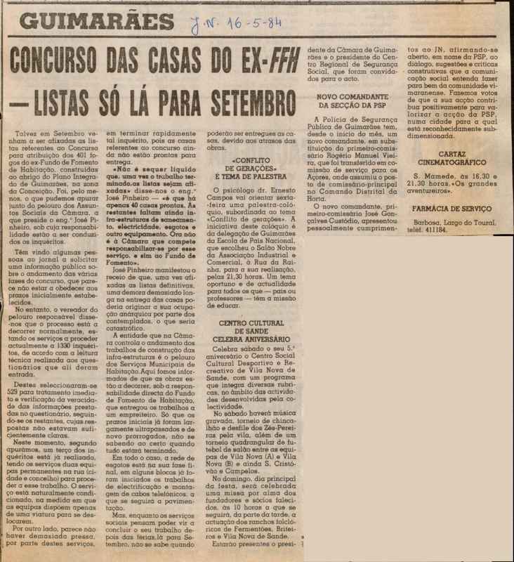 Jornal de Notícias -16/05/1984