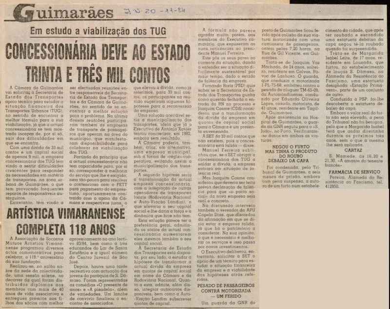 Jornal de Notícias -20/11/1984