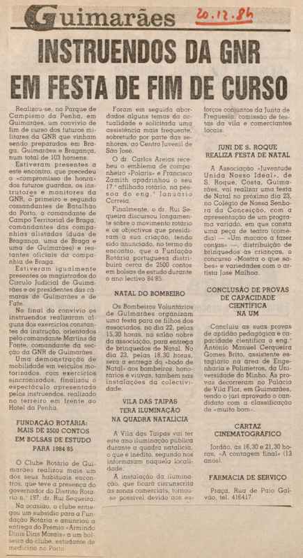 Jornal de Notícias -20/12/1984