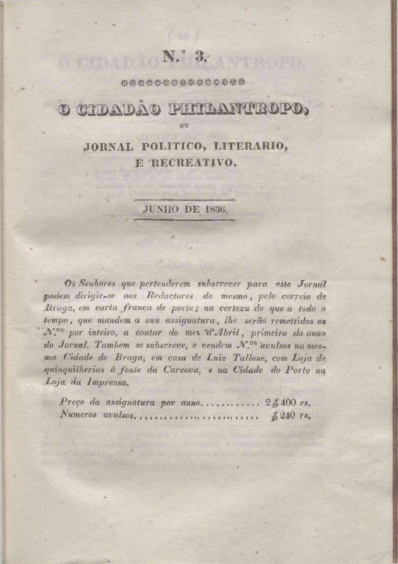Cidadão Philantropo, ou Jornal Político, Literário e Recreativo (O)