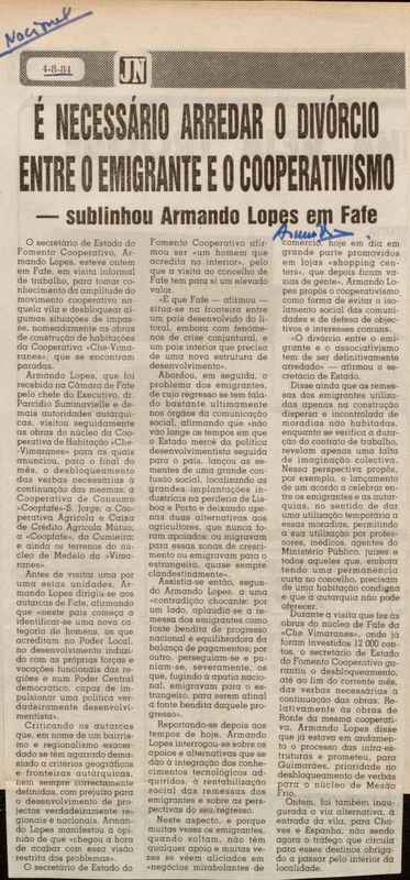 Jornal de Notícias -04/08/1984
