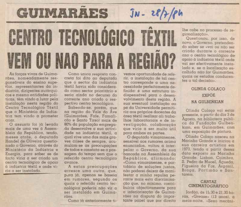 Jornal de Notícias -28/07/1984