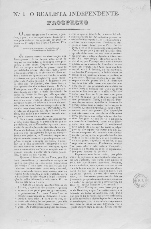 N.º 0001 de 14/11/1847