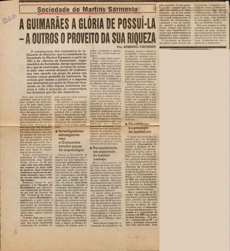 Jornal de Notícias -13/02/1984