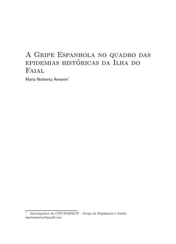 A Gripe Espanhola no quadro das epidemias históricas da Ilha do Faial