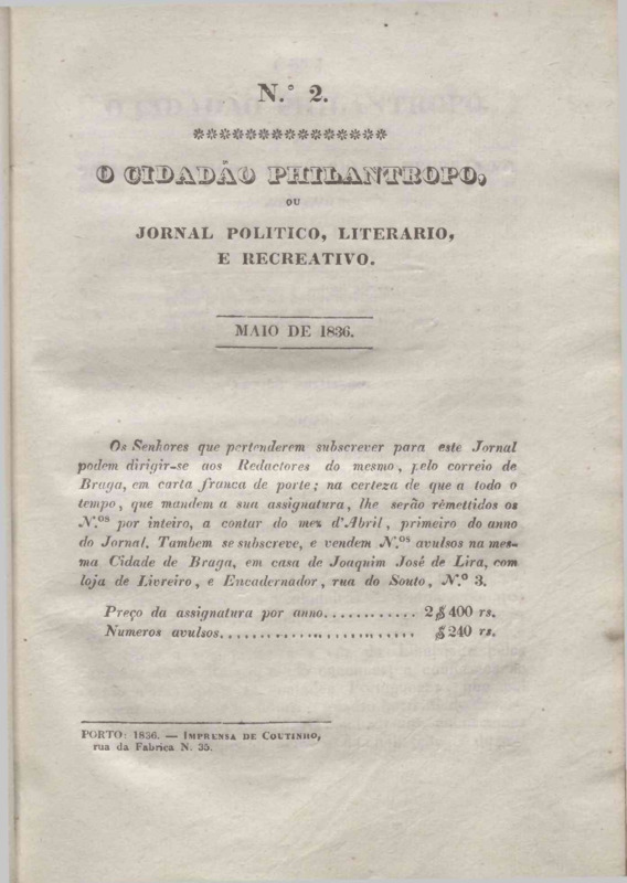 Cidadão Philantropo, ou Jornal Político, Literário e Recreativo (O)
