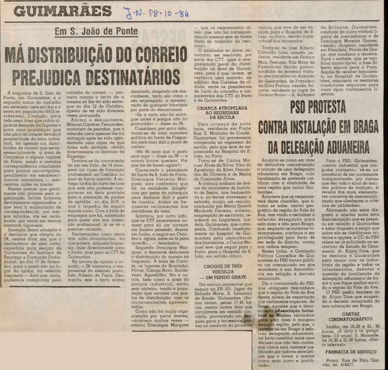 Jornal de Notícias -18/10/1984