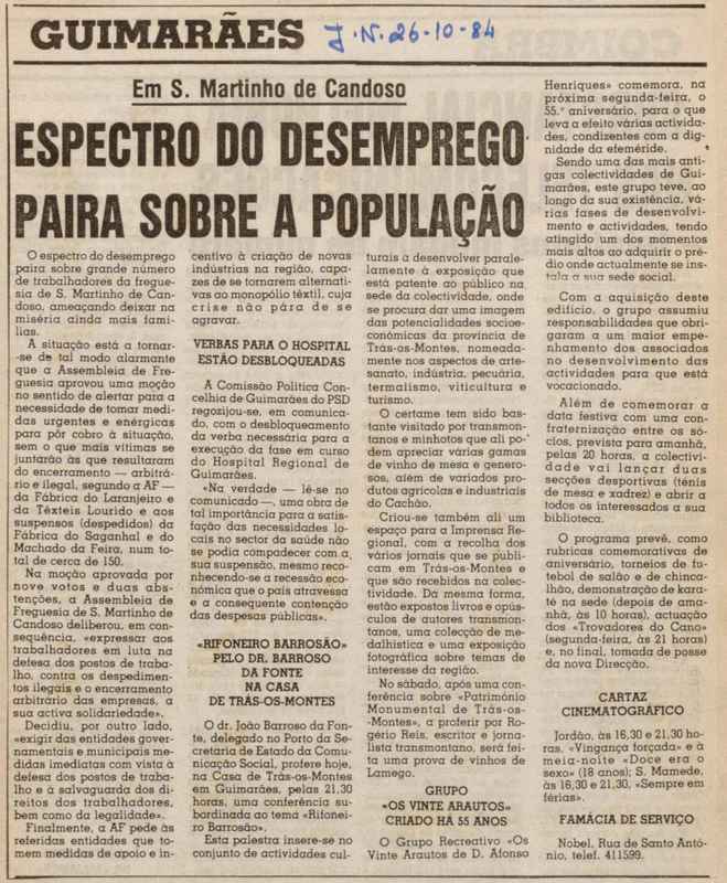 Jornal de Notícias -26/10/1984