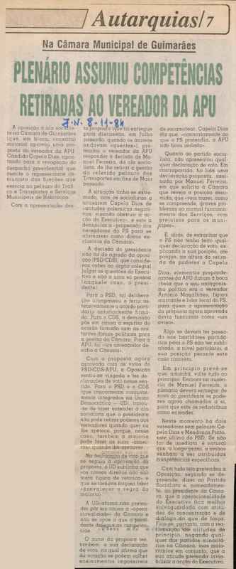 Jornal de Notícias -08/11/1984